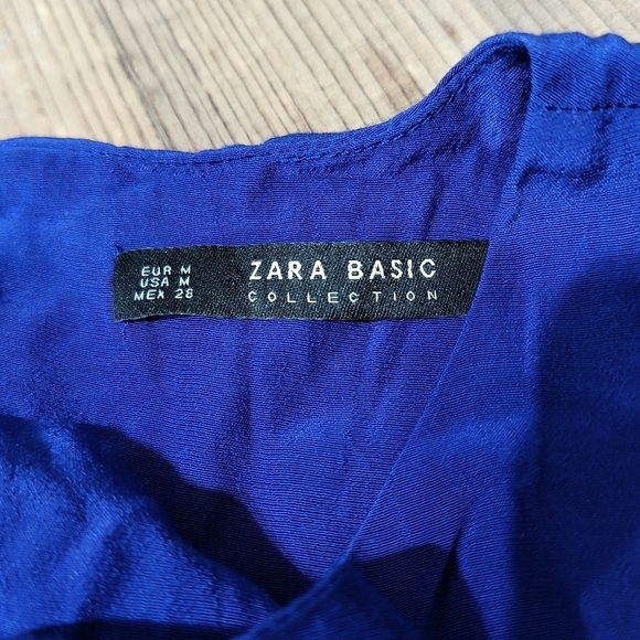 Zara Basics Cold Shoulder Elegant Blue/Purple Women's Top - Picture 4 of 5